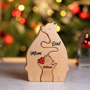 Personalized Bear Family Wooden Art Puzzle, Gift For Family