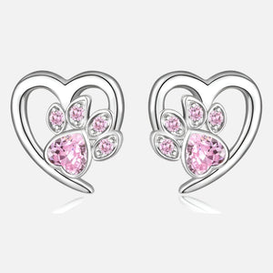 Paw and Heart Earrings with Zirconia