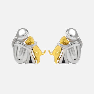 Silver and Gold Two-Tone Hug Earrings