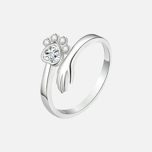 925 Sterling Silver Adjustable Ring – Hand and Paw Print Design