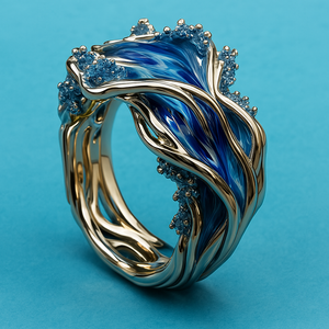 Vintage Golden Ocean Wavy Ring