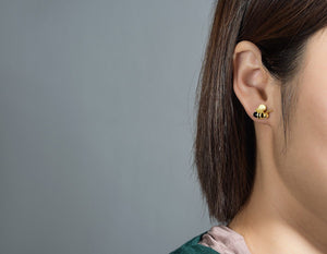 Dripping Honey & Bee Earrings with Zirconia