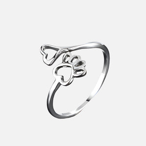 Adjustable Paw & Heart Ring – Stainless Steel