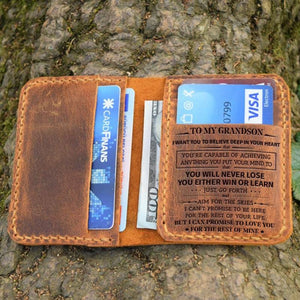 To Grandson - Premium Top-grain Cow Leather Bifold Wallet