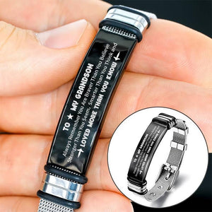 To My Grandson - Loved More Than You Know - Stainless Steel Bracelet