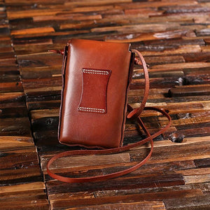 Son To Dad - 8oz Metal Flask with Engraved Leather Carrying Pouch