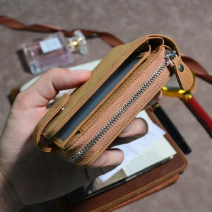 To My Granddaughter- Genuine Premium Leather Zipper Card Wallet