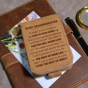 To My Granddaughter- Genuine Premium Leather Zipper Card Wallet