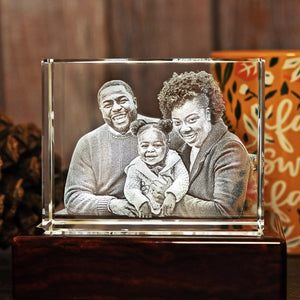 Personalized Custom Photo engraved Crystal - Crystal Rectangle For Valentine's Day, Memorial Day. A Great Gift to Treasure.