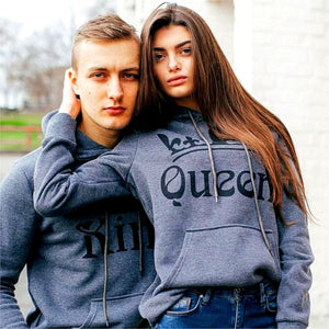 Gray King & Queen Hoodies