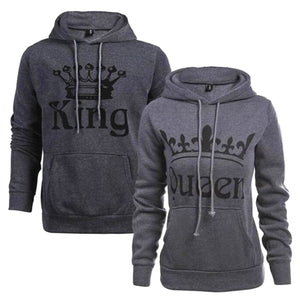 Gray King & Queen Hoodies