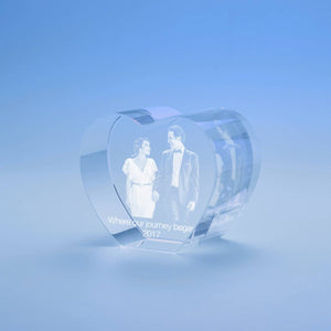 Personalized Custom Photo engraved Heart Shape Crystal - Crystal Hear Shape For Valentine's Day, Memorial Day. A Great Gift to Treasure.