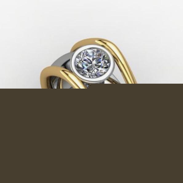 Vintage Gold & Silver Inlaid Glass Ring