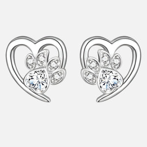 Paw and Heart Earrings with Zirconia