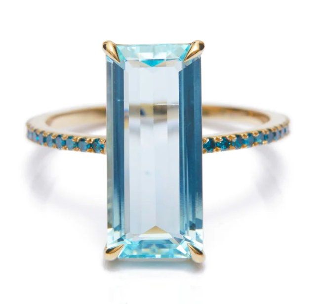Vintage Aquamarine Gold Zirconia Ring