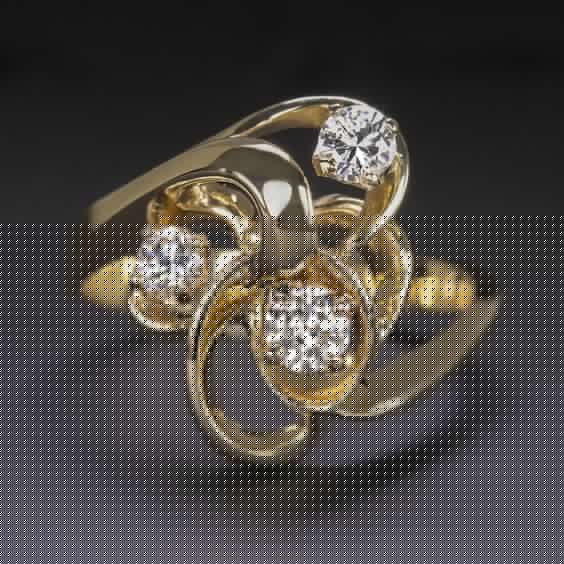 Vintage Irregular Blossom Zirconia Ring