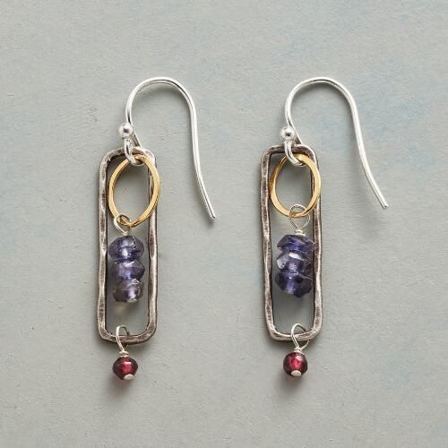 Vintage Red & Purple Rectangular Earrings