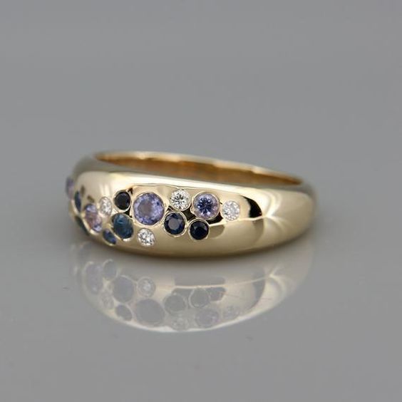 Vintage Bright Inlaid Colorful Zirconia Gold Ring