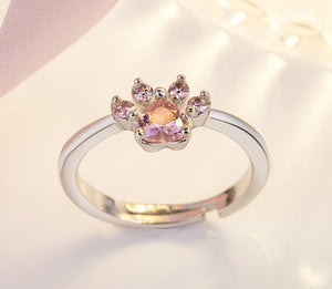 Rose Gold Paw Jewelry Set – 4 Pieces with Zirconia Heart (Ring, Necklace, Earrings, Bracelet)