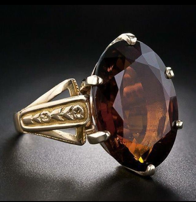 Vintage Orange Oval Crystal Ring