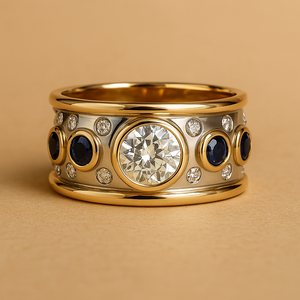 Vintage Golden Inlaid Zirconia Ring
