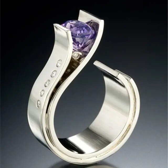 Vintage Purple Inlaid Zirconia Ring