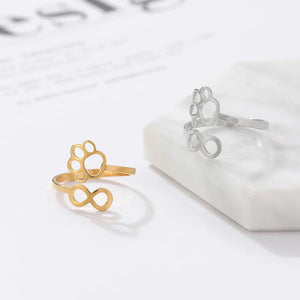 Adjustable Infinity Paw Ring – Stainless Steel