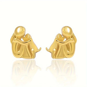 Silver and Gold Two-Tone Hug Earrings