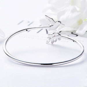 Adjustable Humming Bird Ring with Rhinestone Diamond