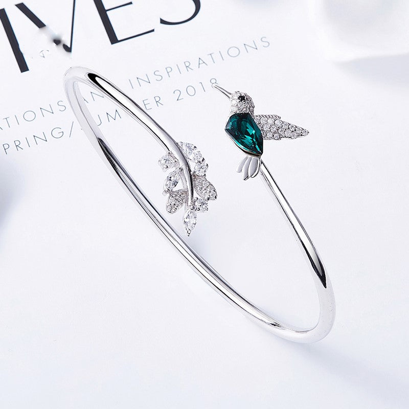 Adjustable Humming Bird Ring with Rhinestone Diamond