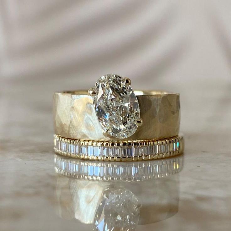 VIntage Rounded Zirconia Gold Ring Set