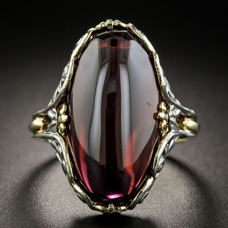 Vintage Red Oval Crystal Forged Ring