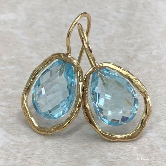 Vintage Blue Drop Glass Gold Ring