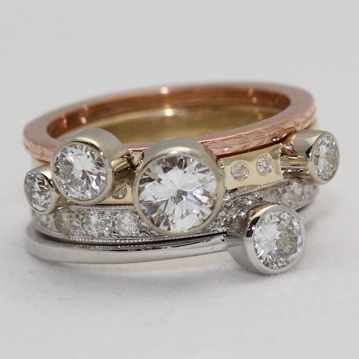 Vintage Layered Rose & Gold Zirconia Ring