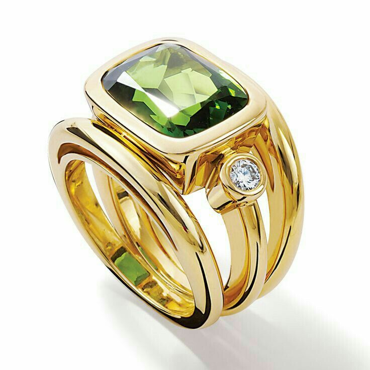 Vintage Layered Gold Green Ring