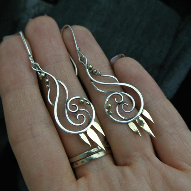 Vintage Dangling Silver Fire Earrings