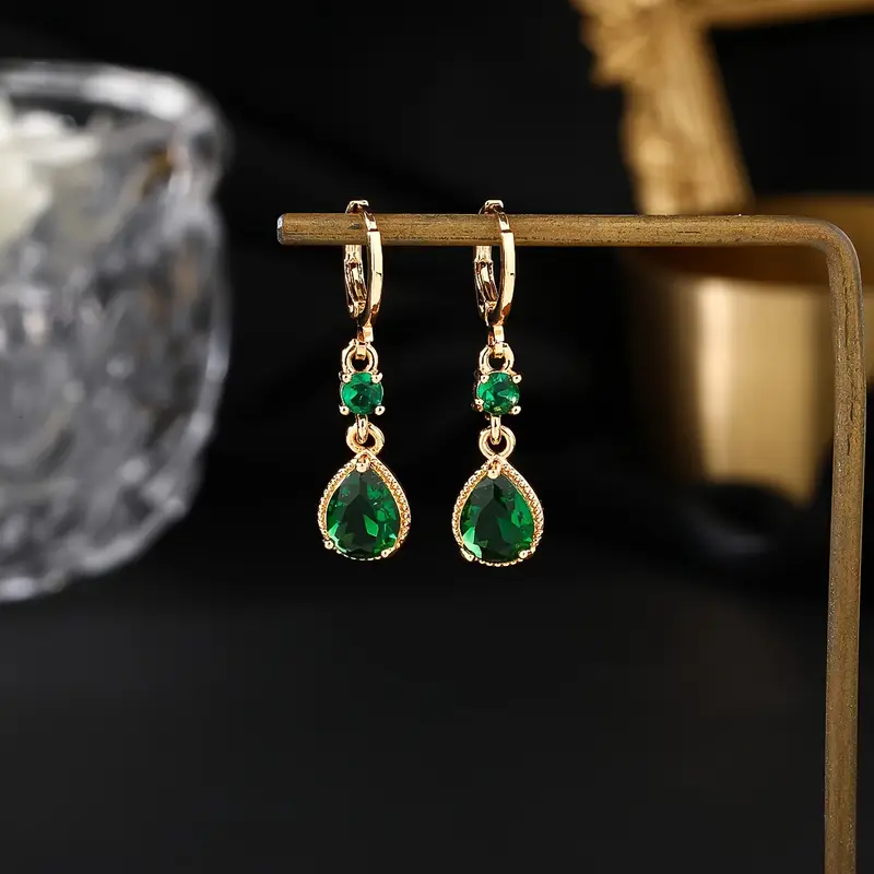 Vintage Green Drop Dangling Earrings