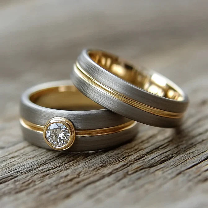 Vintage Couple Zirconia Golden Fine Ring