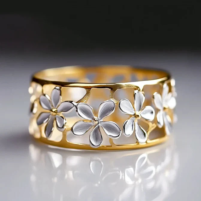 Vintage Sunflower Thin Gold Ring