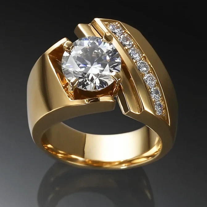 Vintage Irregular Open Zirconia Golden Ring