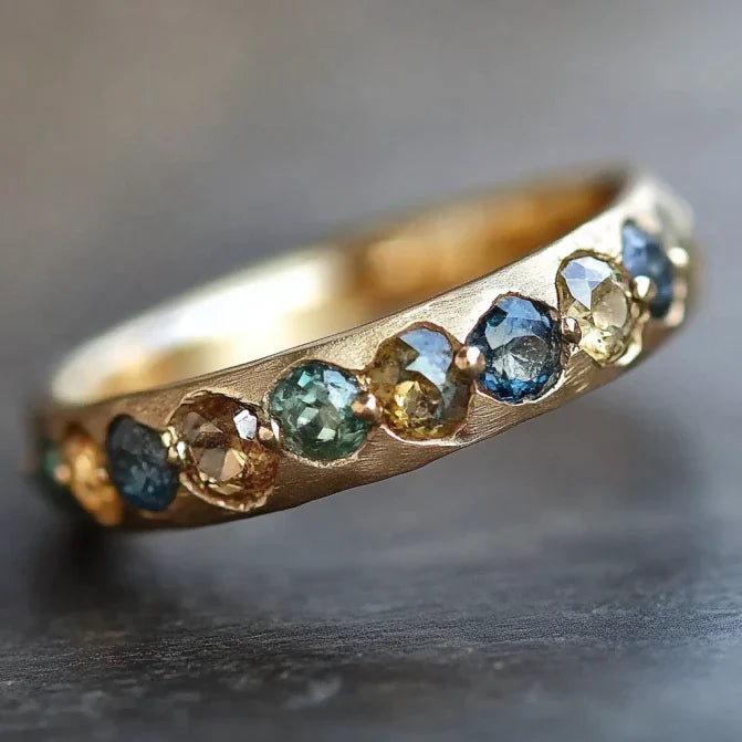 Vintage Colorful Stones Gold Ring