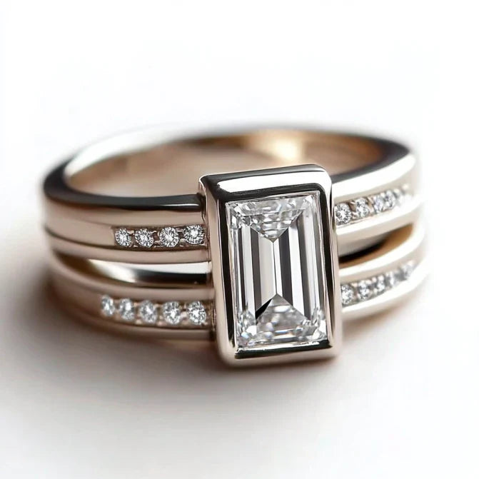 Vintage Elegance Silver Layered Zirconia Ring