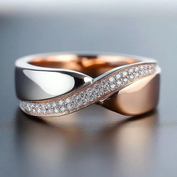 Vintage Silver & Rose Zirconia Ring