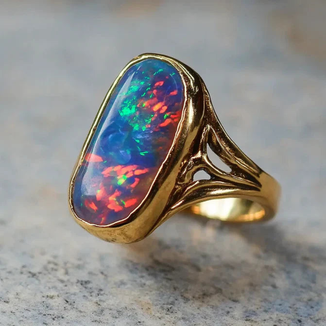 Vintage Colorful Opal Gold Ring