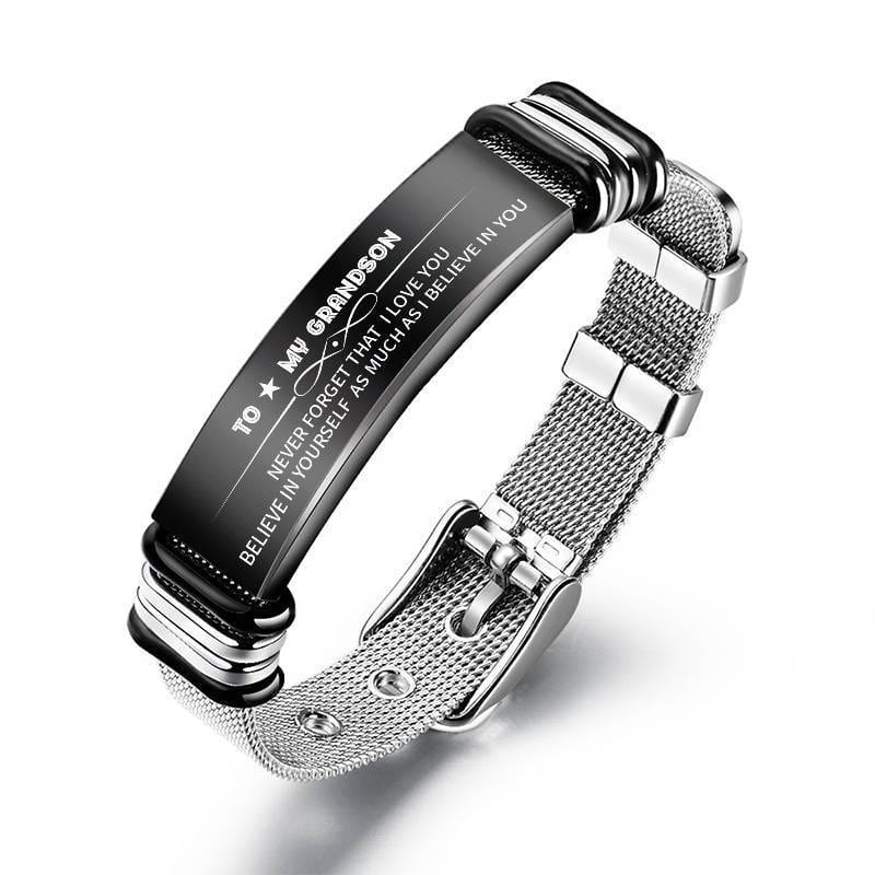 To My Grandson - Believe In Yourself - Stainless Steel Bracelet