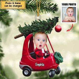 Cute Baby Car Personalized Christmas Ornament - Upload Photo