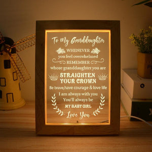 To My Granddaughter - Straighten Your Crown - Frame Lamp