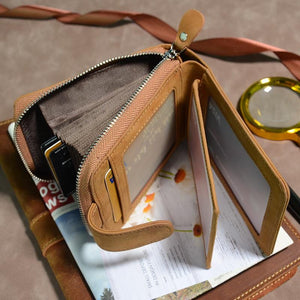 Mom To Son - Genuine Premium Leather Zipper Card Wallet