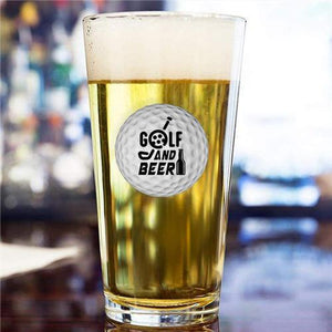 Golf and Beer - Pint Glass with a Real Golf Ball