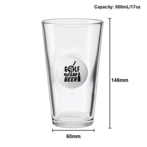 Golf and Beer - Pint Glass with a Real Golf Ball